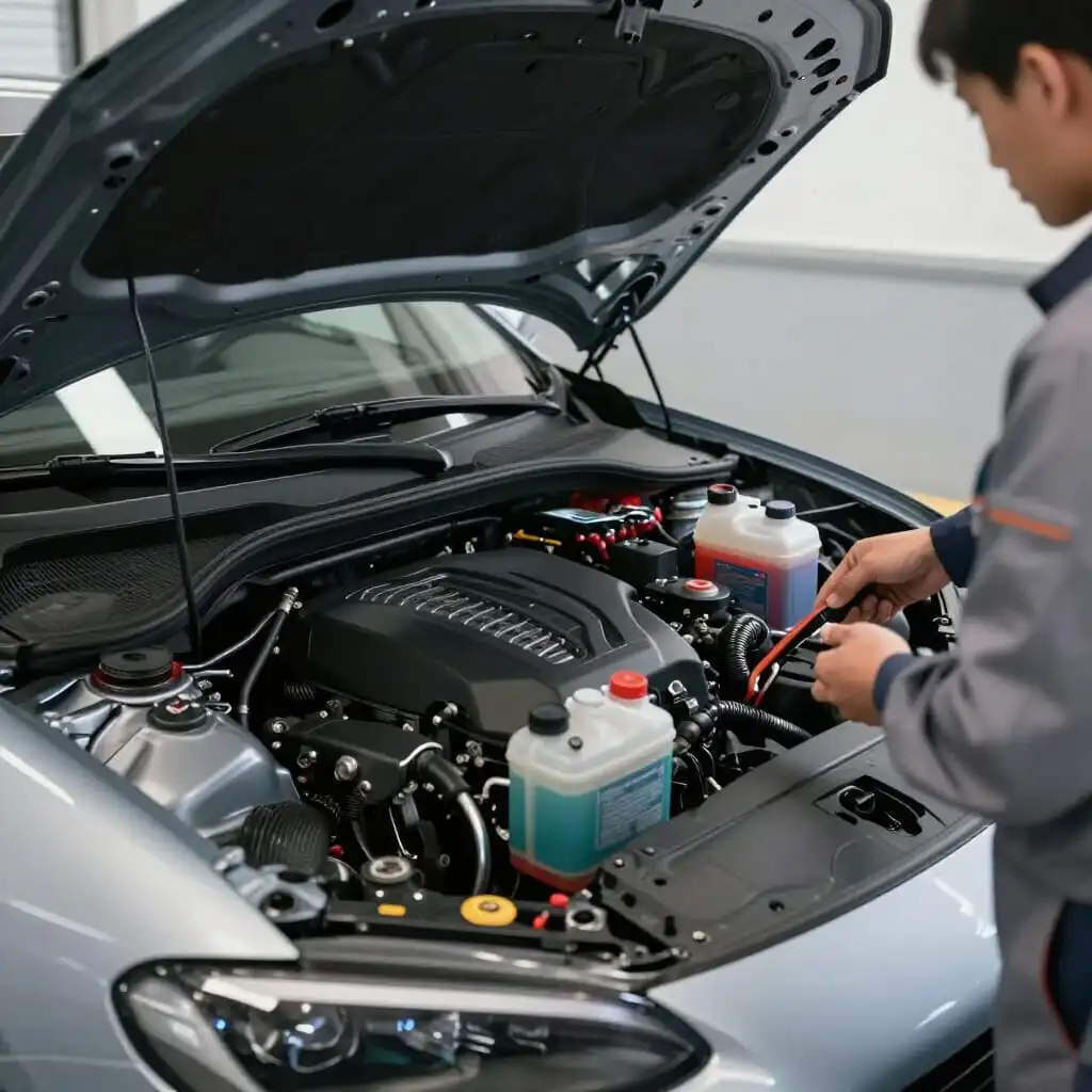 Vérification des niveaux des liquides d'une voiture
