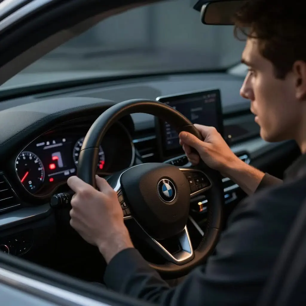 Voyant moteur allumé sur le tableau de bord d'une voiture